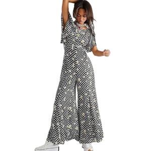Free People Black Floral Wide-Leg Eloise Jumpsuit